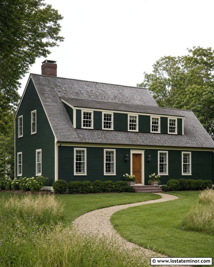 Forest Green Saltbox With Long Shed Dormer - 30 Forest Green House Design With Dormers Ideas