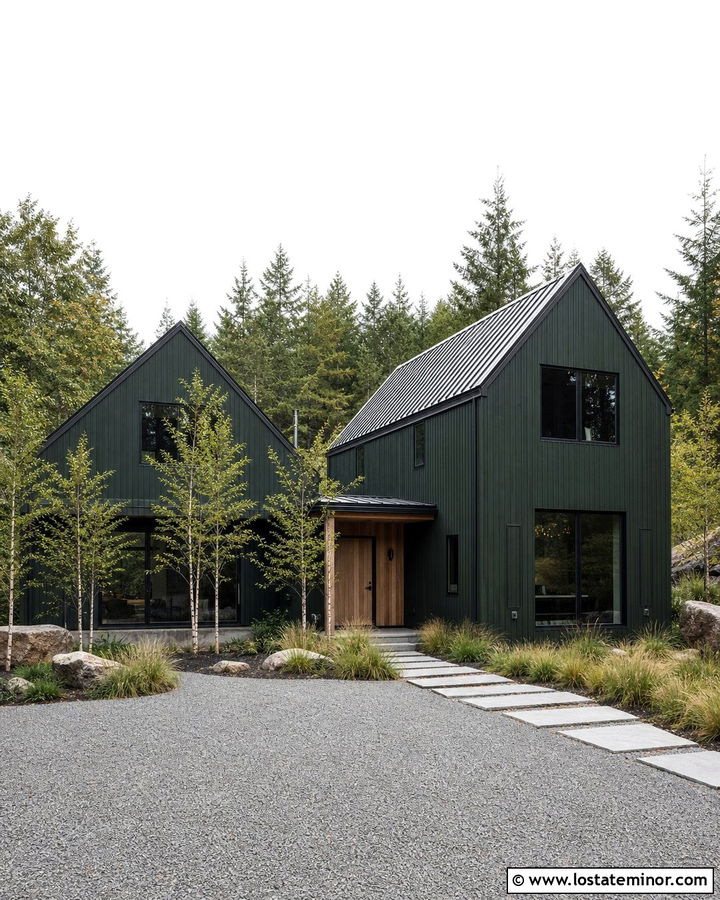 Forest Green Scandinavian Gable House - 30 Forest Green House Design With Gables Ideas