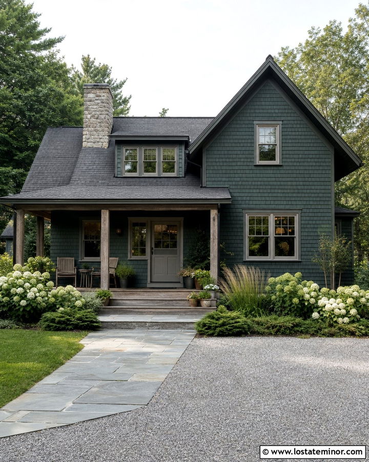 Forest Green Shingle House With Gray Dutch Door - 30 Forest Green House Design With Dutch Door Ideas