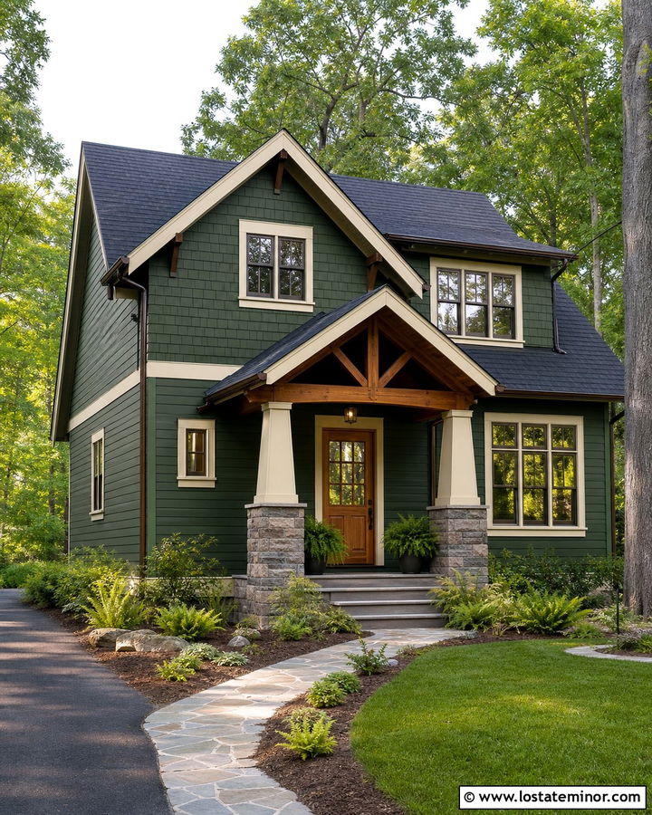 Forest Green Siding On A Craftsman House - 30 Forest Green House Design With Siding Ideas