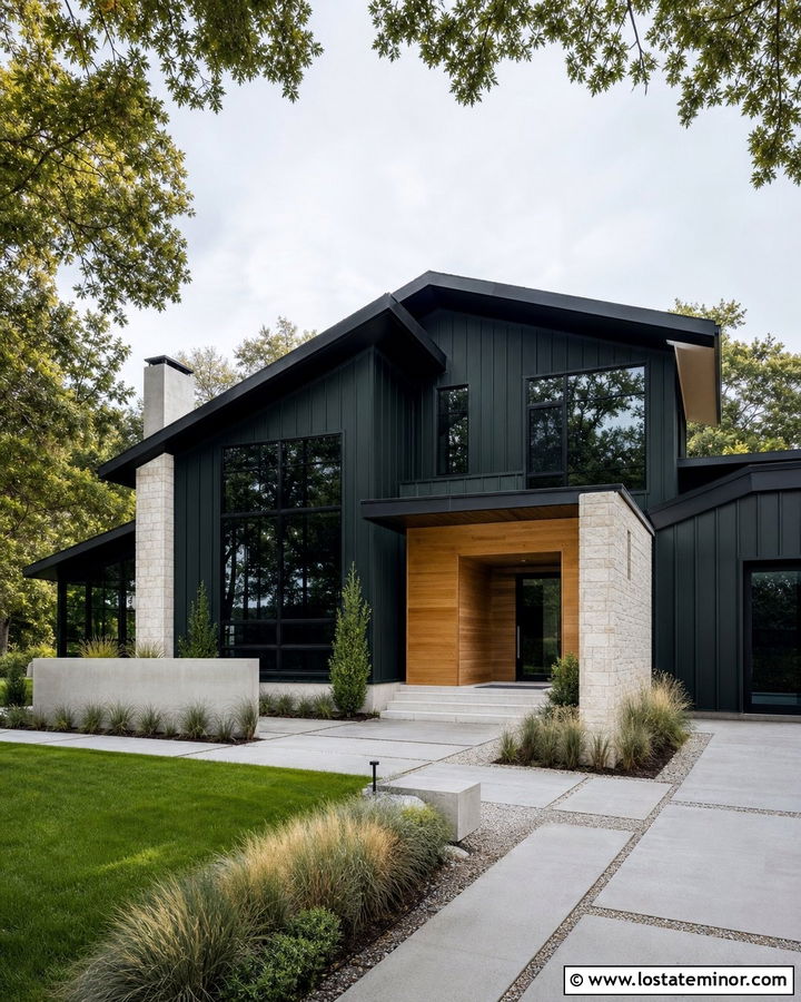 Forest Green Siding On A Modern House - 30 Forest Green House Design With Siding Ideas