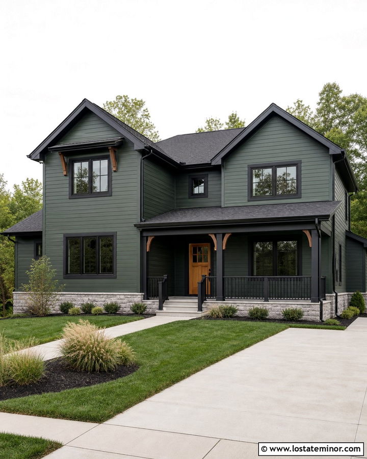 Forest Green Siding With Black Trim - 30 Forest Green House Design With Siding Ideas