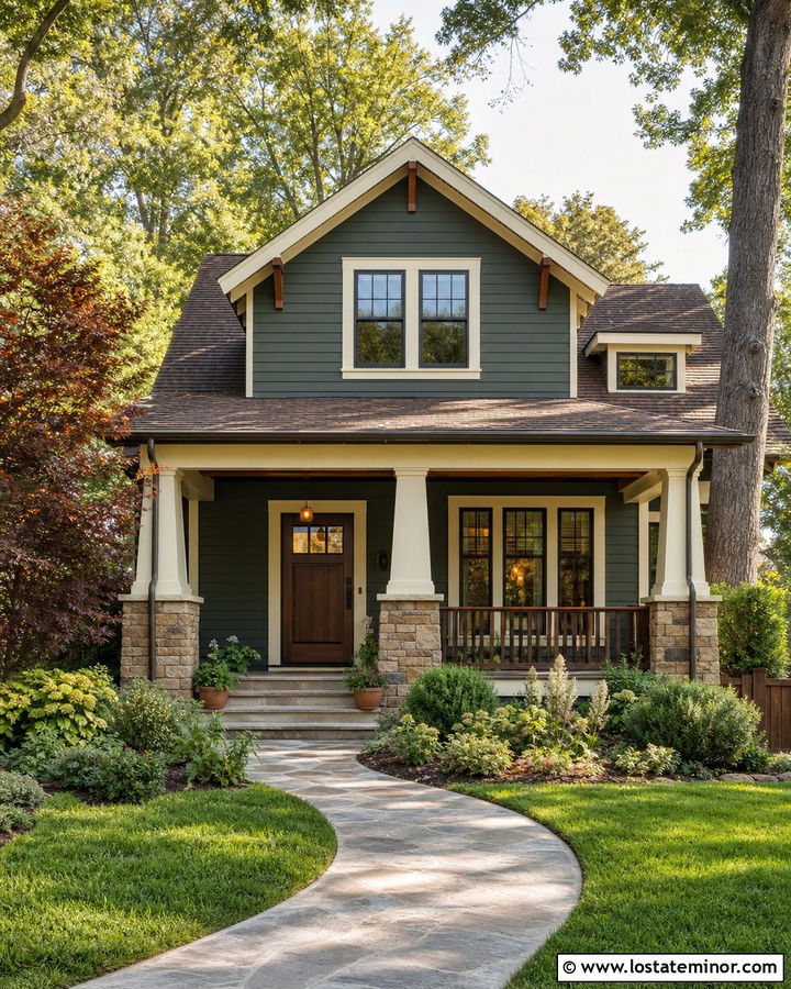 Forest Green Siding With Brown Roof - 30 Forest Green House Design With Siding Ideas