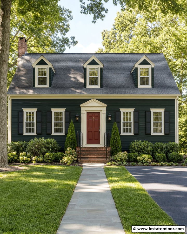 Forest Green Siding With Red Front Door - 30 Forest Green House Design With Siding Ideas