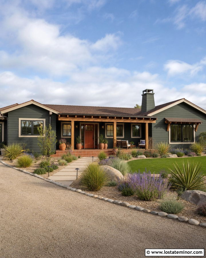 Forest Green Siding With Terracotta Accents - 30 Forest Green House Design With Siding Ideas