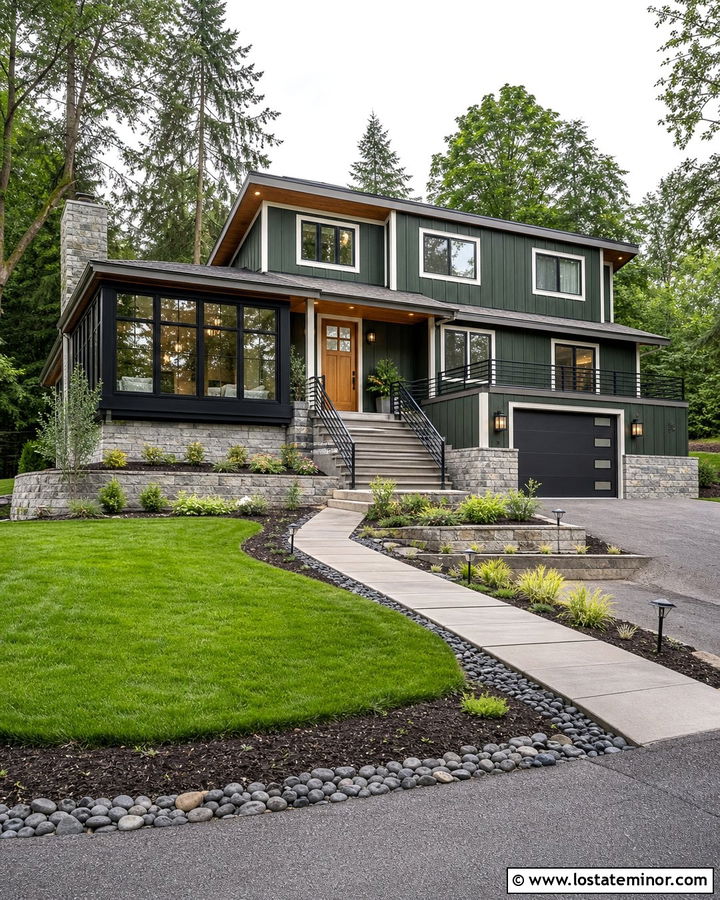 Forest Green Split Level House With Sunroom - 30 Forest Green House Design With Sunroom Ideas