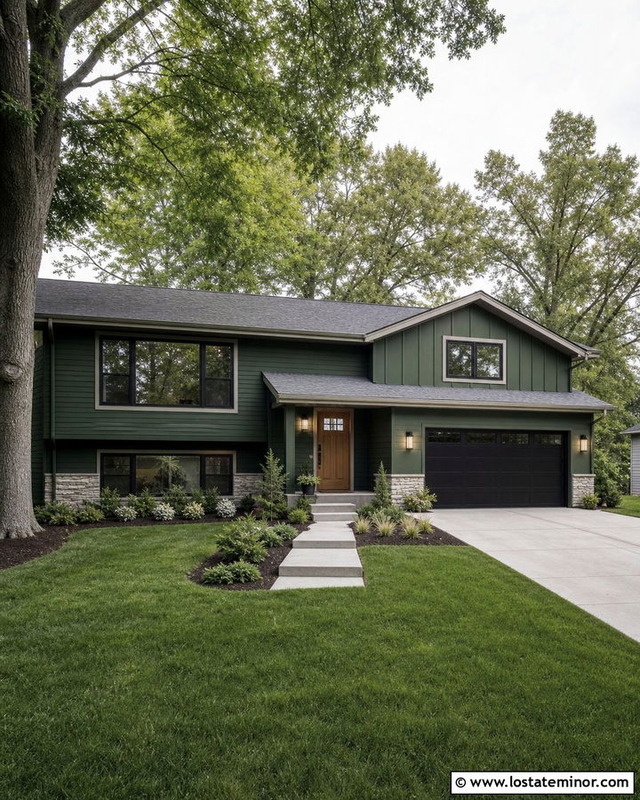 Forest Green Split Level With Added Gables - 30 Forest Green House Design With Gables Ideas