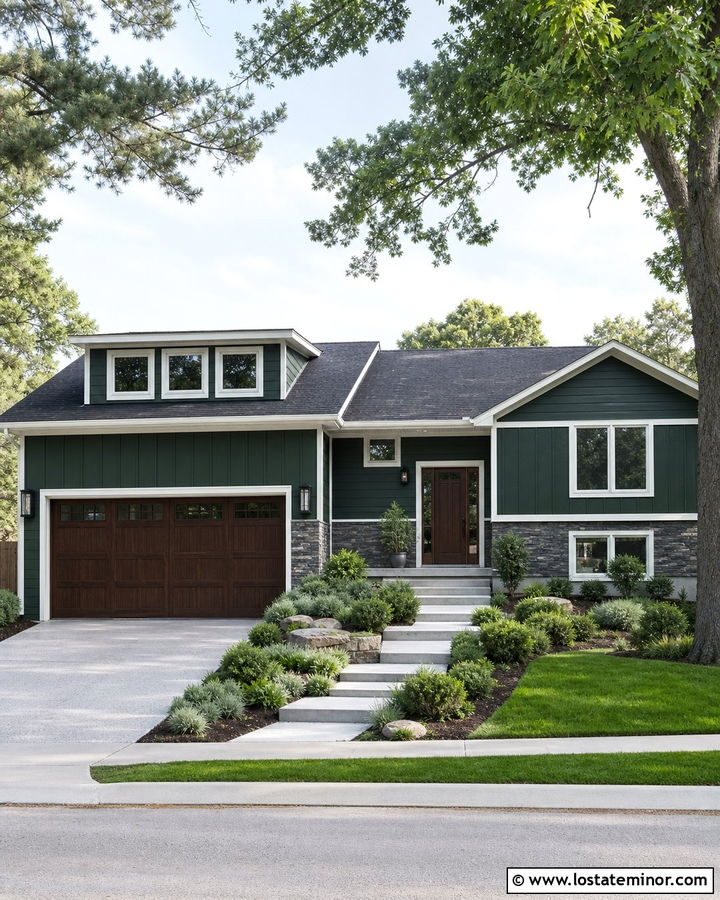 Forest Green Split Level With Garage Dormer - 30 Forest Green House Design With Dormers Ideas