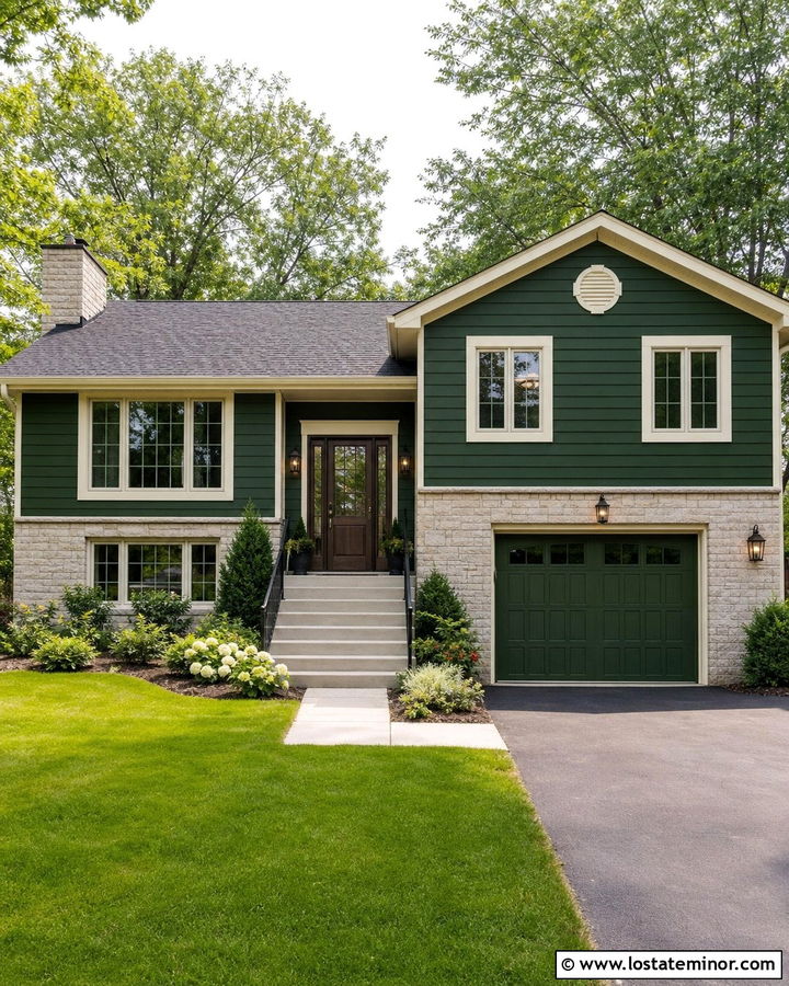 Forest Green Split Level With Glass Storm Door - 30 Forest Green House Design With Storm Door Ideas