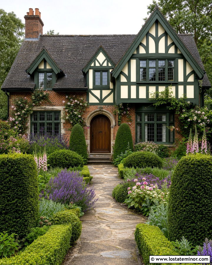 Forest Green Tudor House With English Garden Landscaping - 30 Forest Green House Design With Landscaping Ideas
