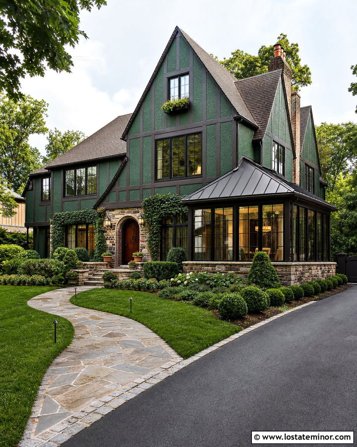 Forest Green Tudor House With Sunroom - 30 Forest Green House Design With Sunroom Ideas