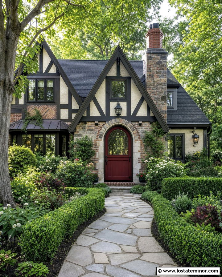 Forest Green Tudor With Arched Dutch Door - 30 Forest Green House Design With Dutch Door Ideas