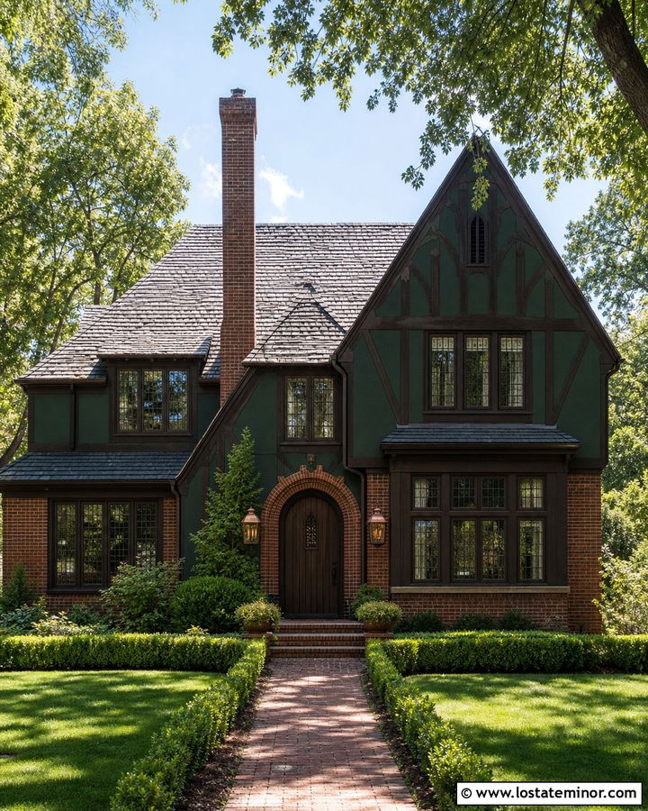 Forest Green Tudor With Leaded Window Frames - 30 Forest Green House Design With Window Frames Ideas