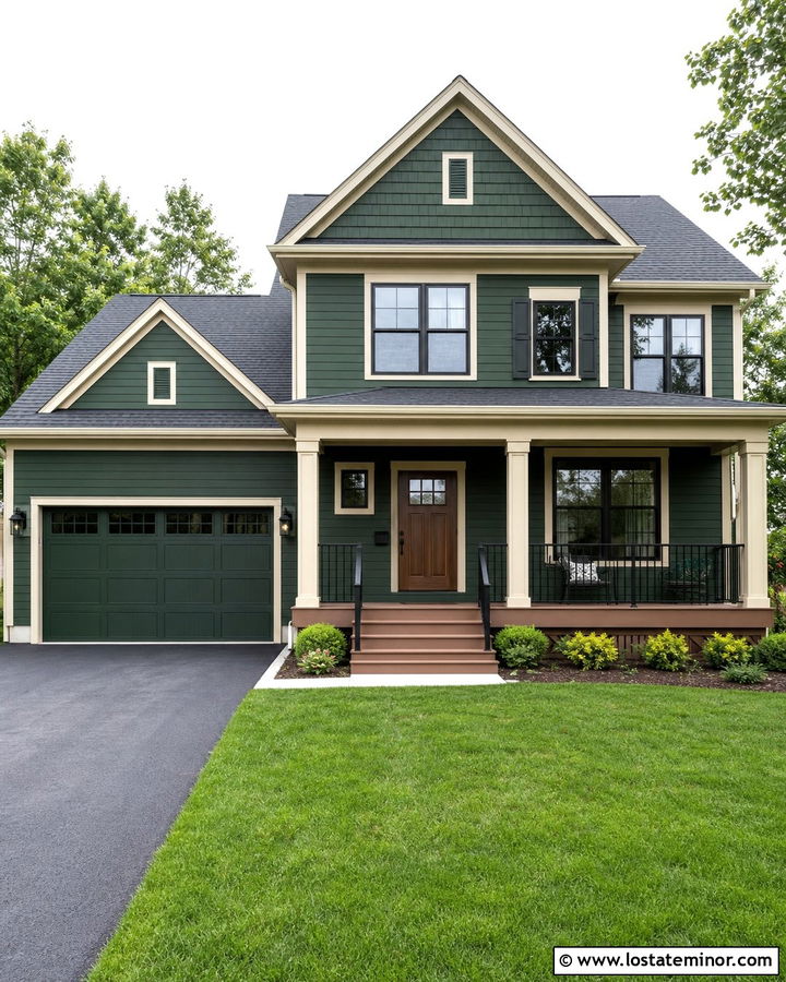 Forest Green Two Story House With Composite Steps - 30 Forest Green House Design With Steps Ideas