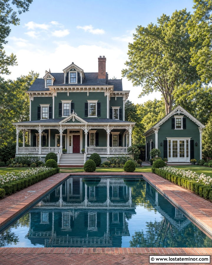 Forest Green Victorian House With Pool House - 30 Forest Green House Design With Swimming Pool Ideas