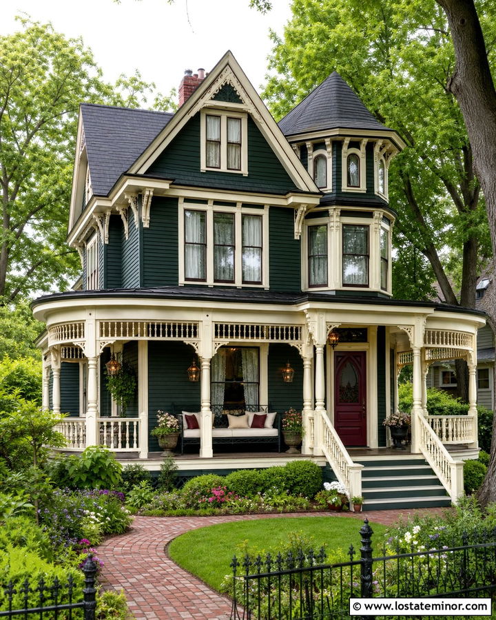 Forest Green Victorian With Iron Daybed - 30 Forest Green House Design With Daybed Ideas