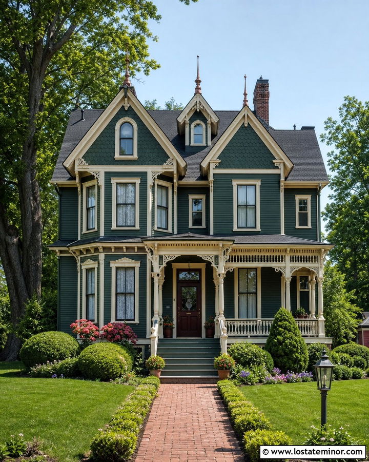 Forest Green Victorian With Scalloped Dormers - 30 Forest Green House Design With Dormers Ideas