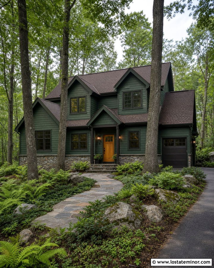 Forest Green Wooded House With Tonal Dormers - 30 Forest Green House Design With Dormers Ideas