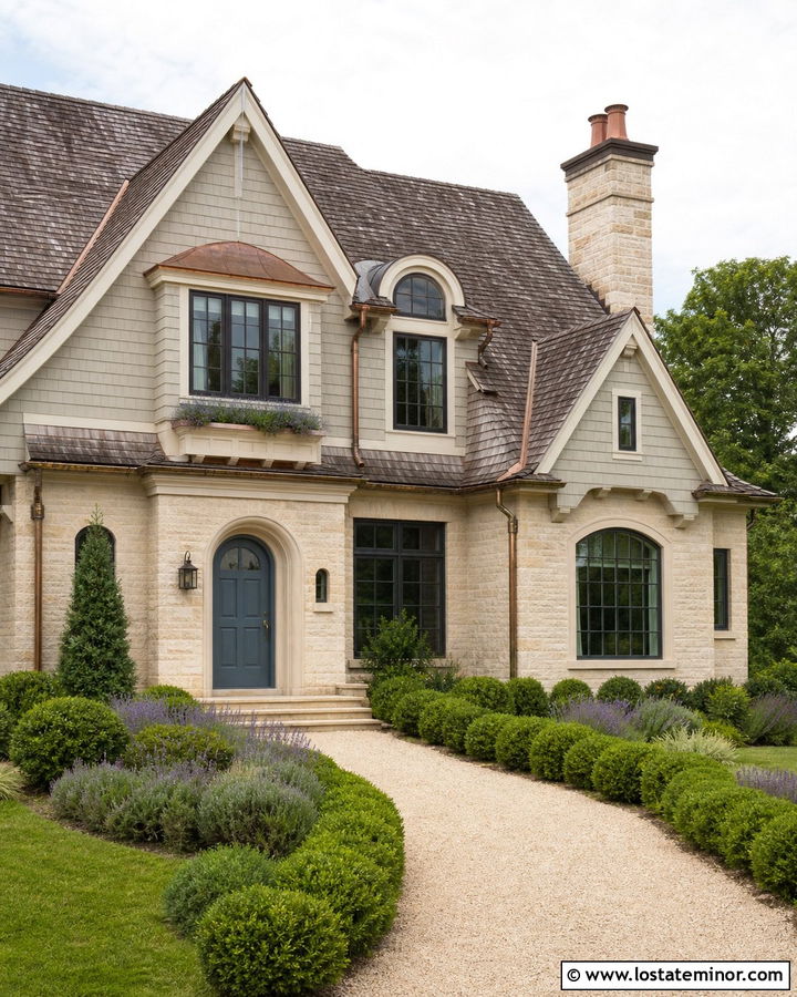 French Country House With Stone And Shingles - 30 Stone House Design With Shingles Ideas