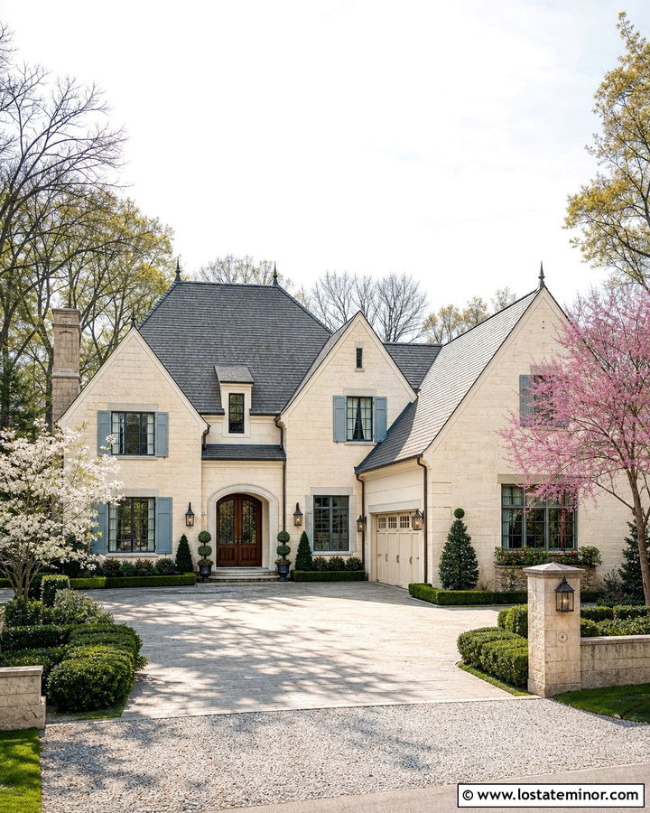 French Country Stone House With Cross Gables - 30 Stone House Design With Gables Ideas