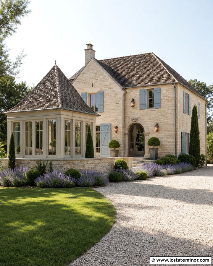 French Country Stone House With Sunroom - 30 Stone House Design With Sunroom Ideas