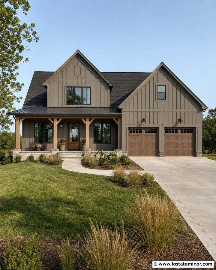 Full Taupe Board and Batten Exterior - 30 Taupe House Design With Board and Batten Ideas