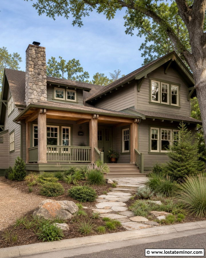 Functional Gray Greige House With Olive Trim - 30 Greige House Design With Trim Ideas