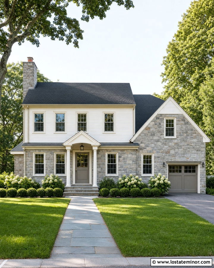 Granite House With Gray Dutch Door - 30 Stone House Design With Dutch Door Ideas