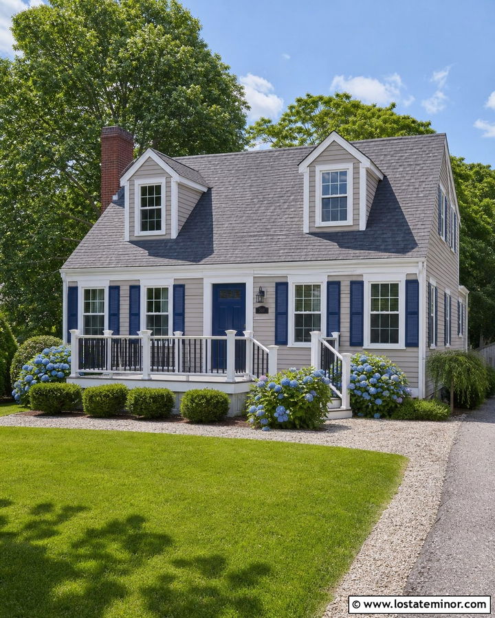 Grant Beige Cape Cod House With Gray Deck - 30 Beige House Design With Deck Ideas