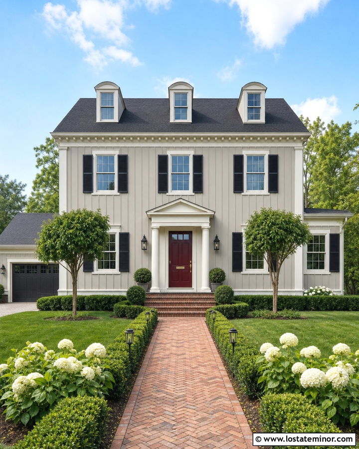 Greige Board And Batten Colonial House - 30 Greige House Design With Board and Batten Ideas