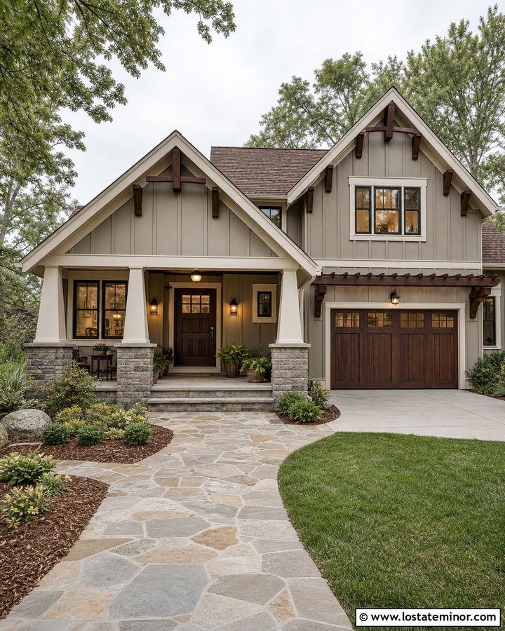 Greige Board And Batten Craftsman House - 30 Greige House Design With Board and Batten Ideas