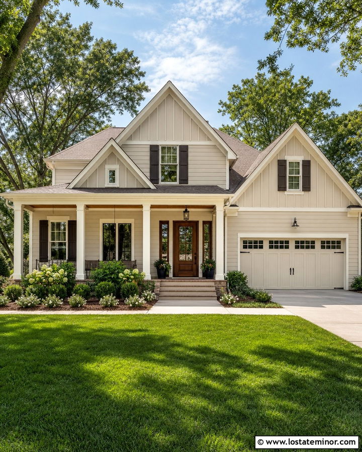 Greige Board And Batten Gable Accents - 30 Greige House Design With Board and Batten Ideas