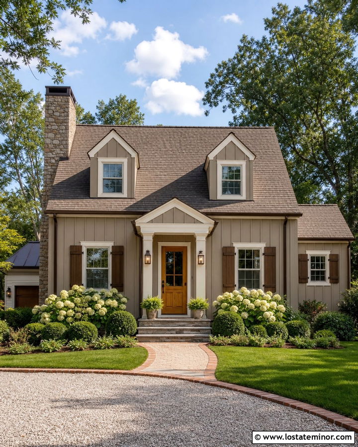Greige Board And Batten With A Brown Roof - 30 Greige House Design With Board and Batten Ideas