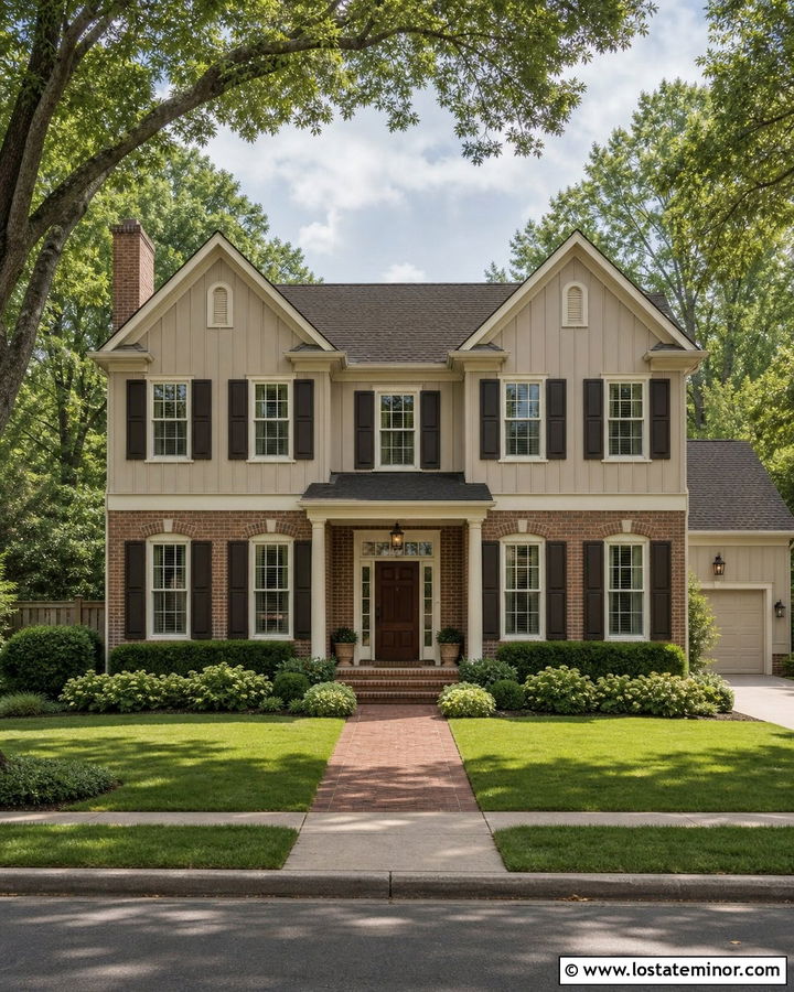 Greige Board And Batten With Red Brick - 30 Greige House Design With Board and Batten Ideas