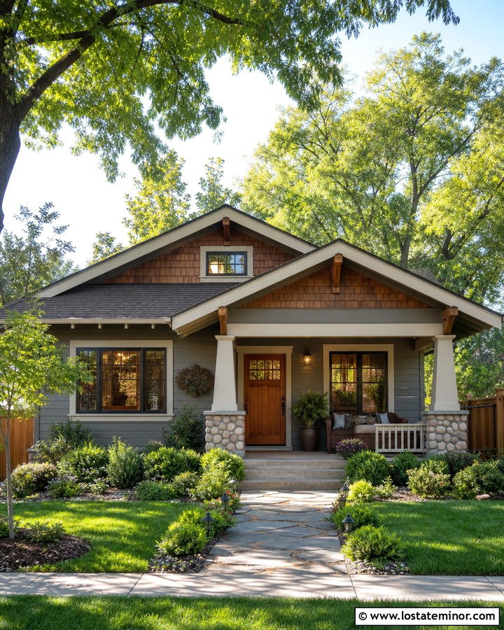 Greige Bungalow With Low Gables - 30 Greige House Design With Gables Ideas