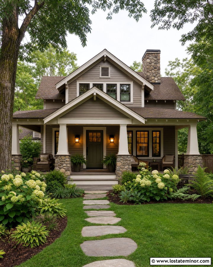 Greige Bungalow With Seeded Glass Lighting - 30 Greige House Design With Lighting Ideas
