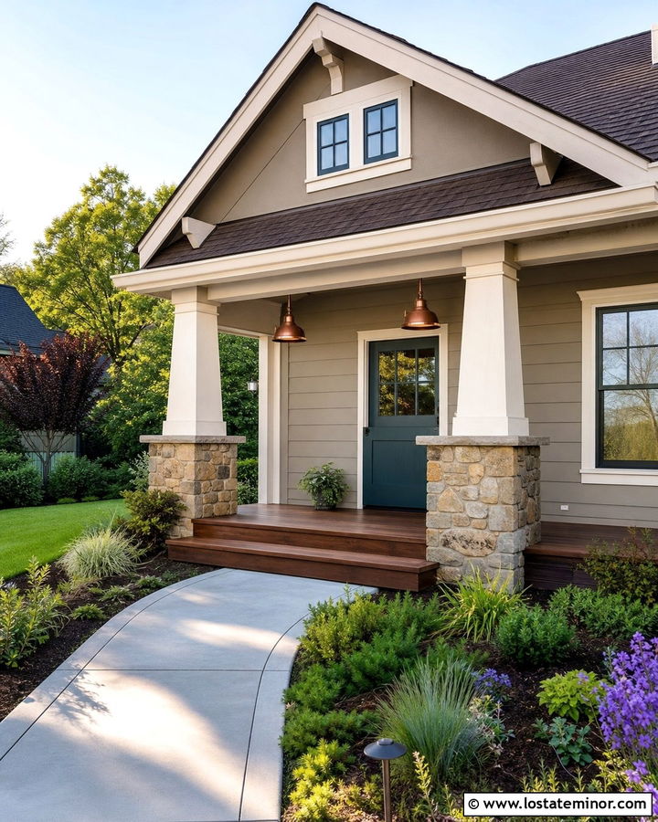 Greige Bungalow With Teal Dutch Door - 30 Greige House Design With Dutch Door Ideas