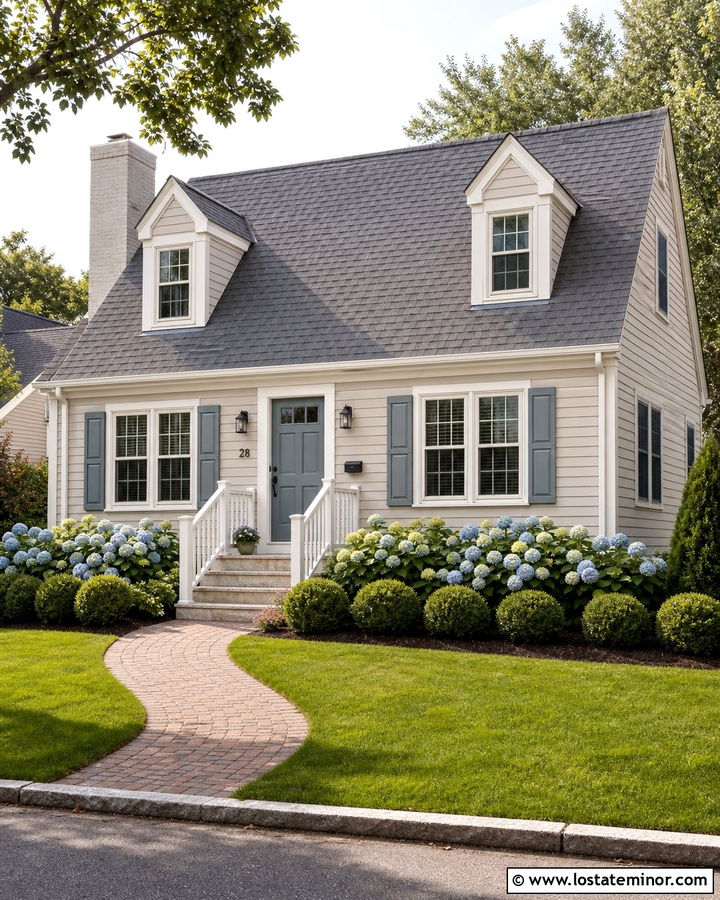 Greige Cape Cod With Medium Gray Shingles - 30 Greige House Design With Shingles Ideas