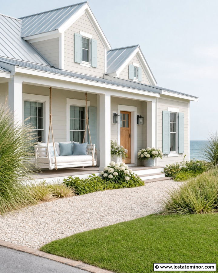 Greige Coastal Cottage With Rope Daybed - 30 Greige House Design With Daybed Ideas