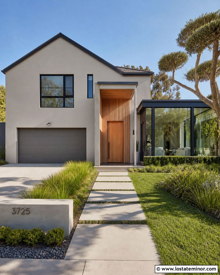 Greige Contemporary House With Frameless Sunroom - 30 Greige House Design With Sunroom Ideas
