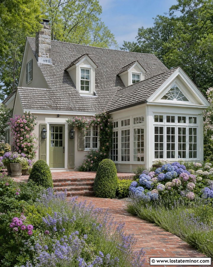 Greige Cottage With Garden Sunroom - 30 Greige House Design With Sunroom Ideas