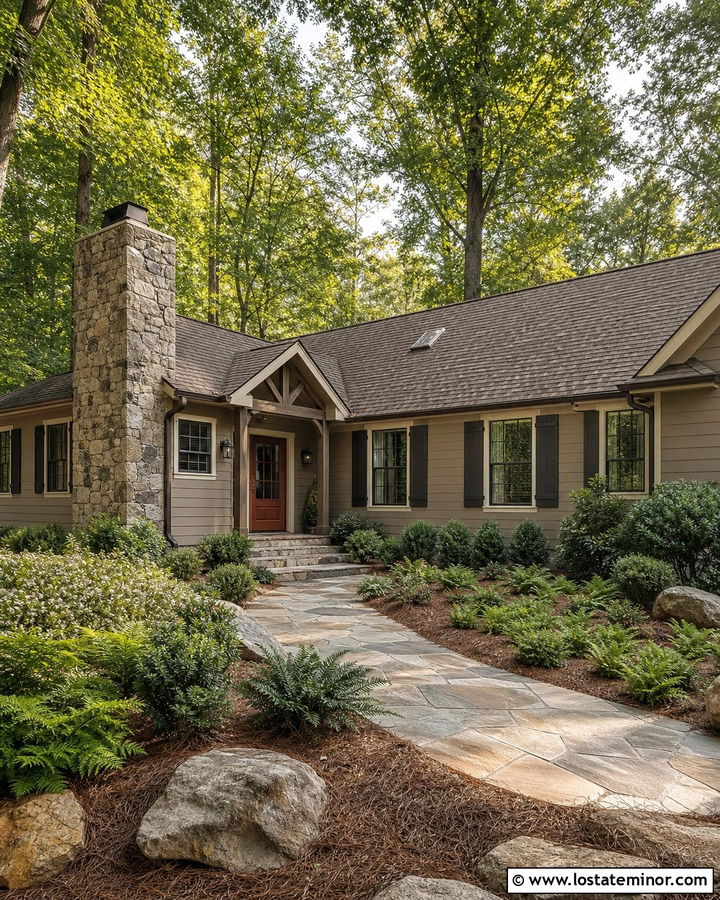 Greige House With Bark Brown Shingles - 30 Greige House Design With Shingles Ideas