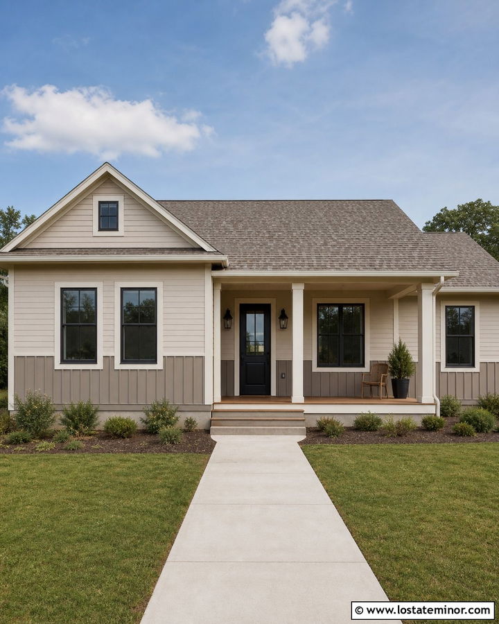 Greige House With Board And Batten Wainscoting - 30 Greige House Design With Wainscoting Ideas