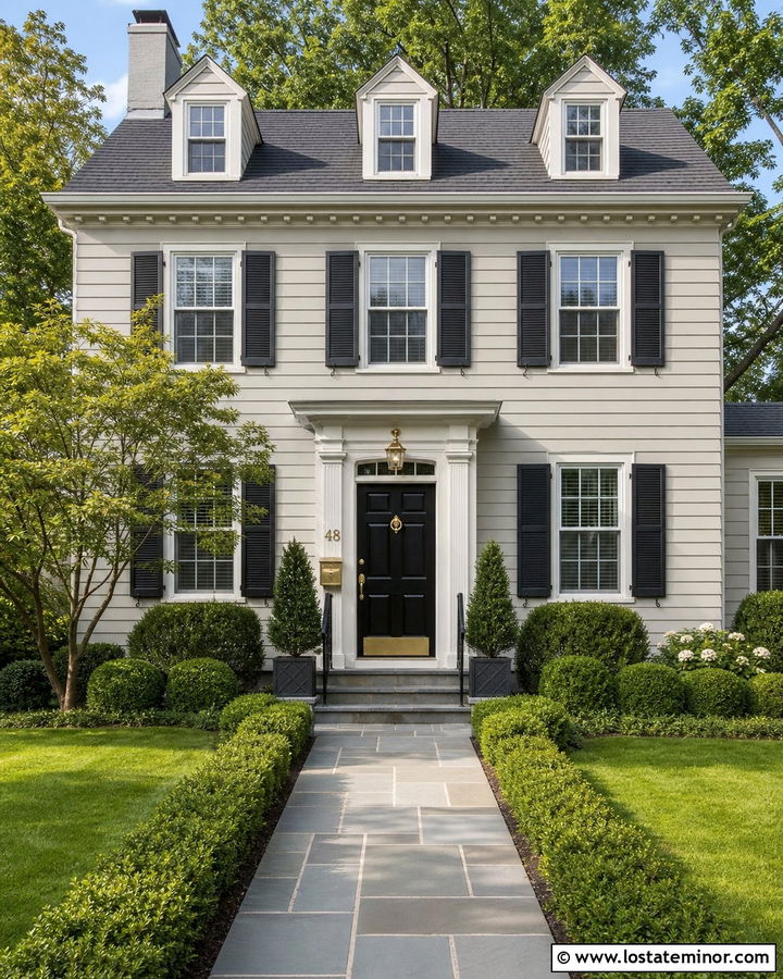 Greige House With Brass Mailbox - 30 Greige House Design With Mailbox Ideas
