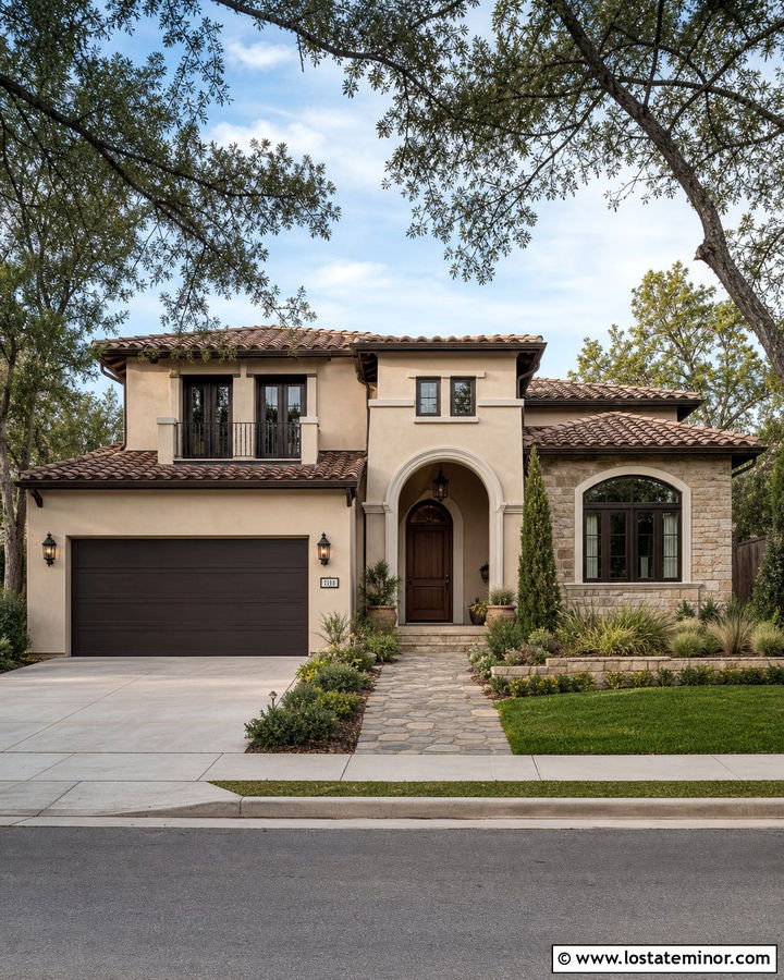 Greige House With Bronze Garage Door - 30 Greige House Design With Garage Door Ideas