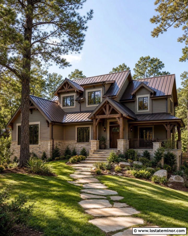 Greige House With Bronze Metal Roof - 30 Greige House Design With Roof Ideas