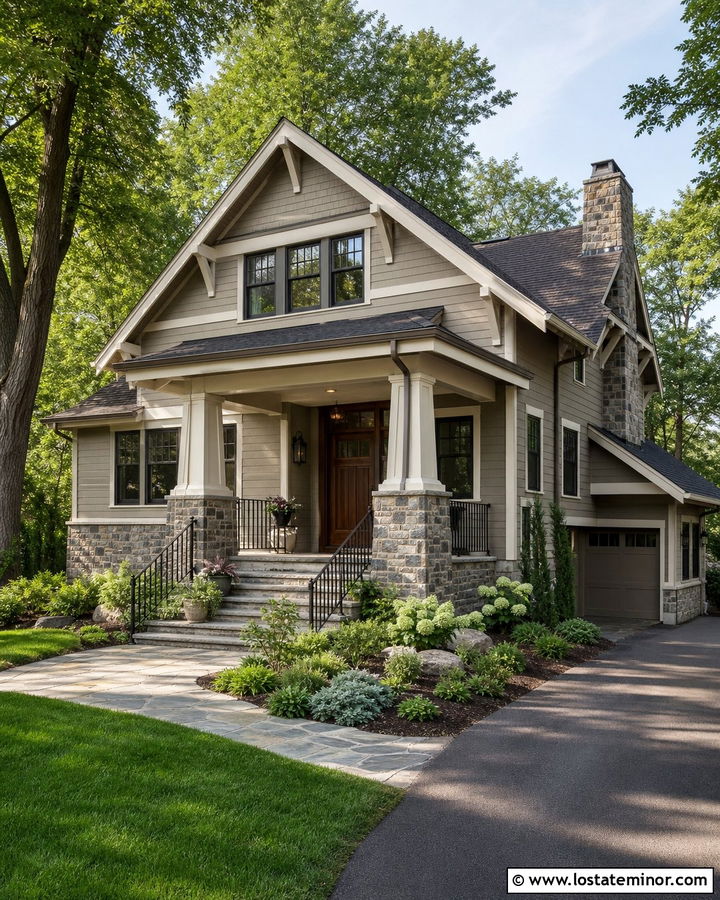 Greige House With Bronze Window Frames - 30 Greige House Design With Window Frames Ideas