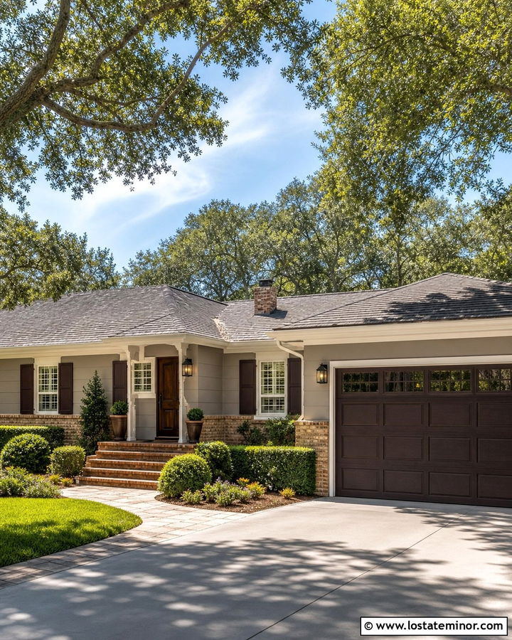 Greige House With Brown Shutters - 30 Greige House Design With Shutters Ideas