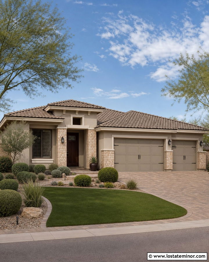 Greige House With Brown Tile Roof - 30 Greige House Design With Roof Ideas
