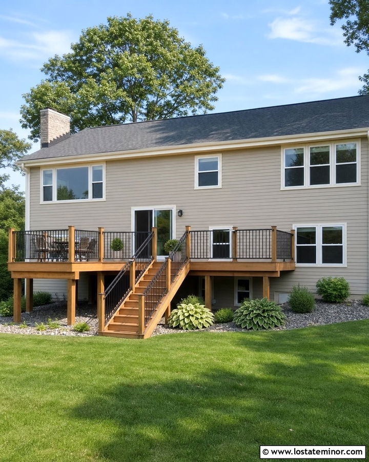 Greige House With Cedar Deck - 30 Greige House Design With Backyard Ideas